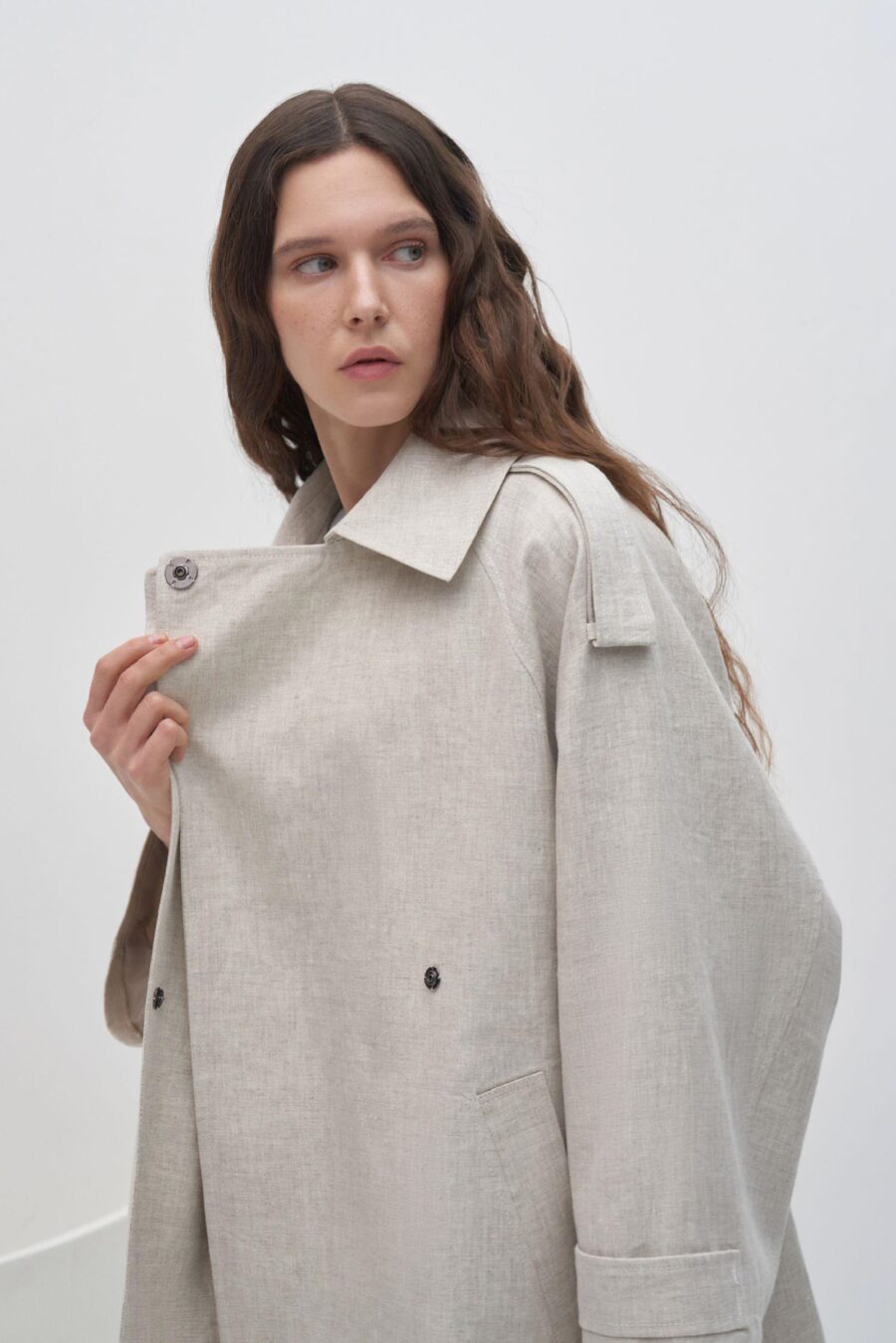 Oversize trench coat natural