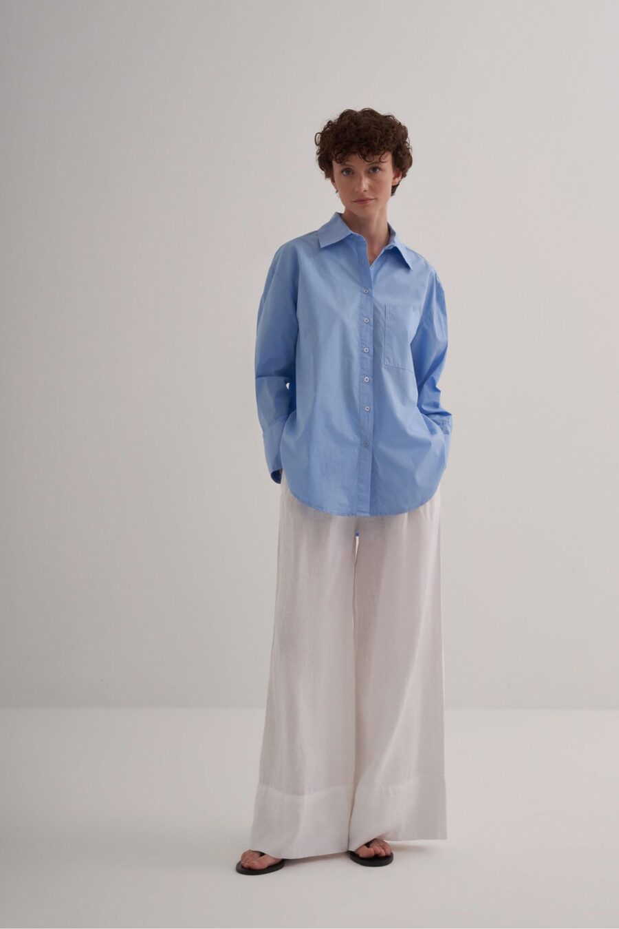 blue-oversized-cotton-shirt-women-lebanon-KanStore Oversize cotton shirt blue