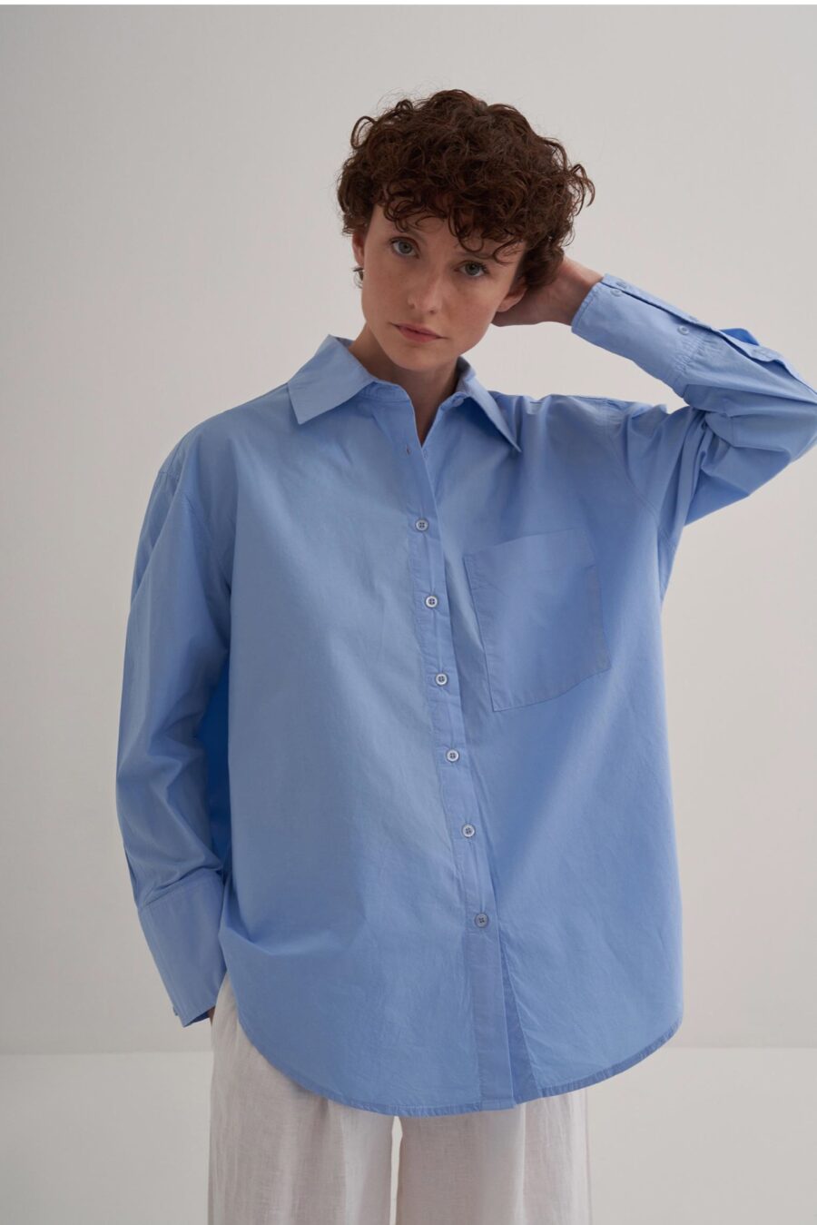 blue-oversized-cotton-shirt-women-lebanon-KanStore Oversize cotton shirt blue
