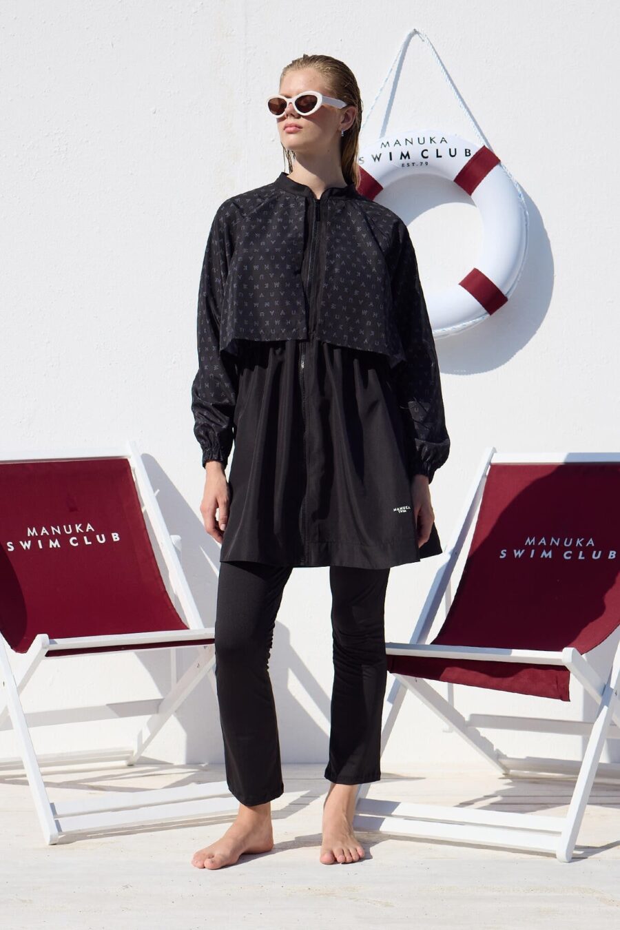 Windbreaker 3-piece hijab swimsuit set logo