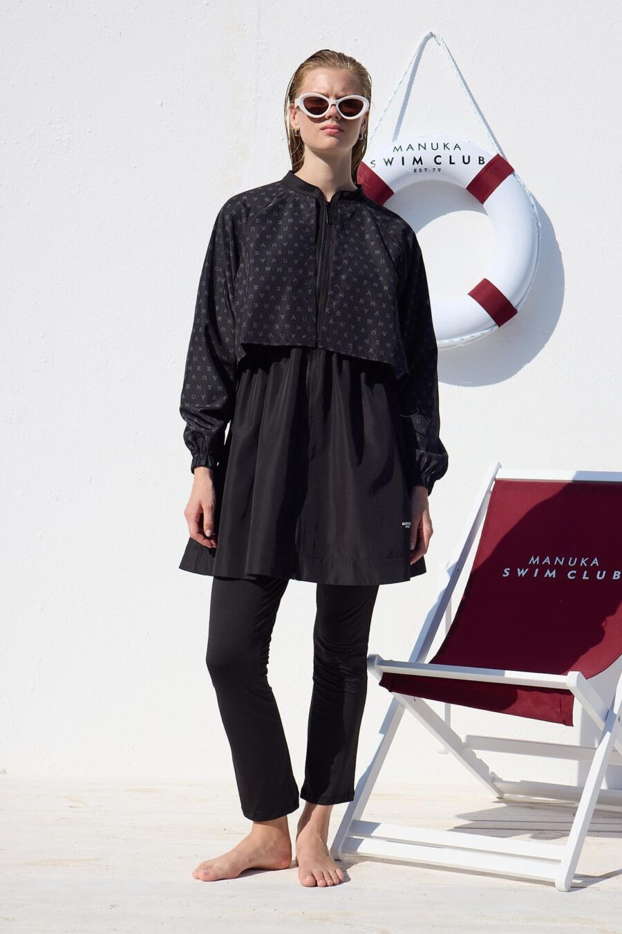 Windbreaker 3-piece hijab swimsuit set logo