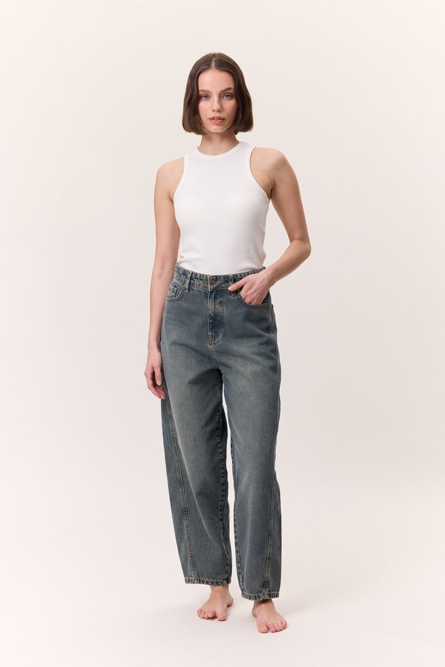 Loose baggy fit jeans gray blue