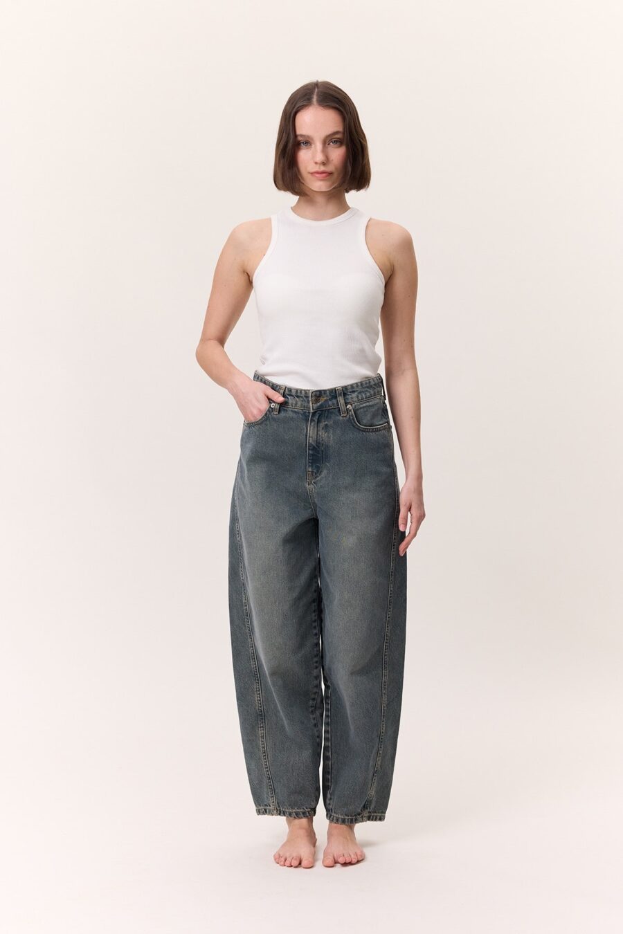 Loose baggy fit jeans gray blue