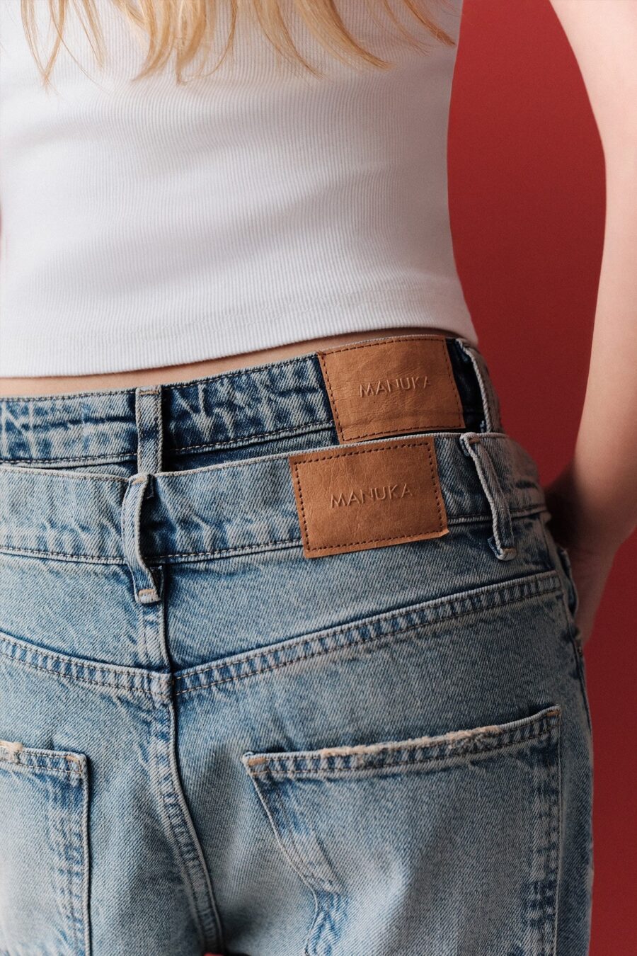 Mid waist loose fit jeans dark blue