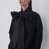 Poplin bow collar shirt black