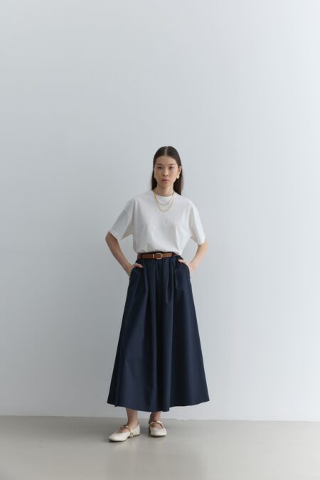 Navy blue pleated skirt