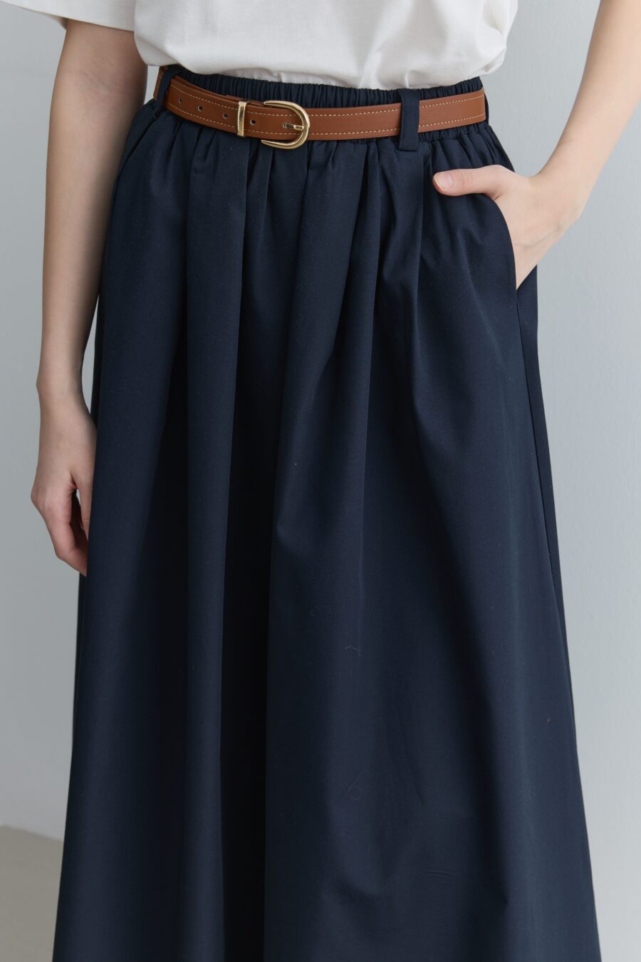 Navy blue pleated skirt