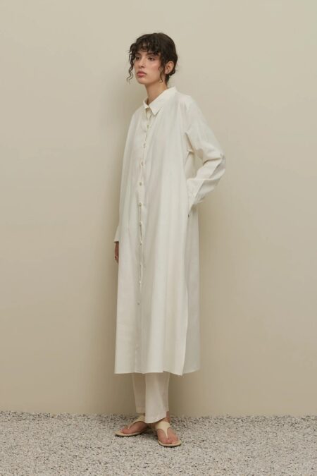 Britli linen maxi shirt white