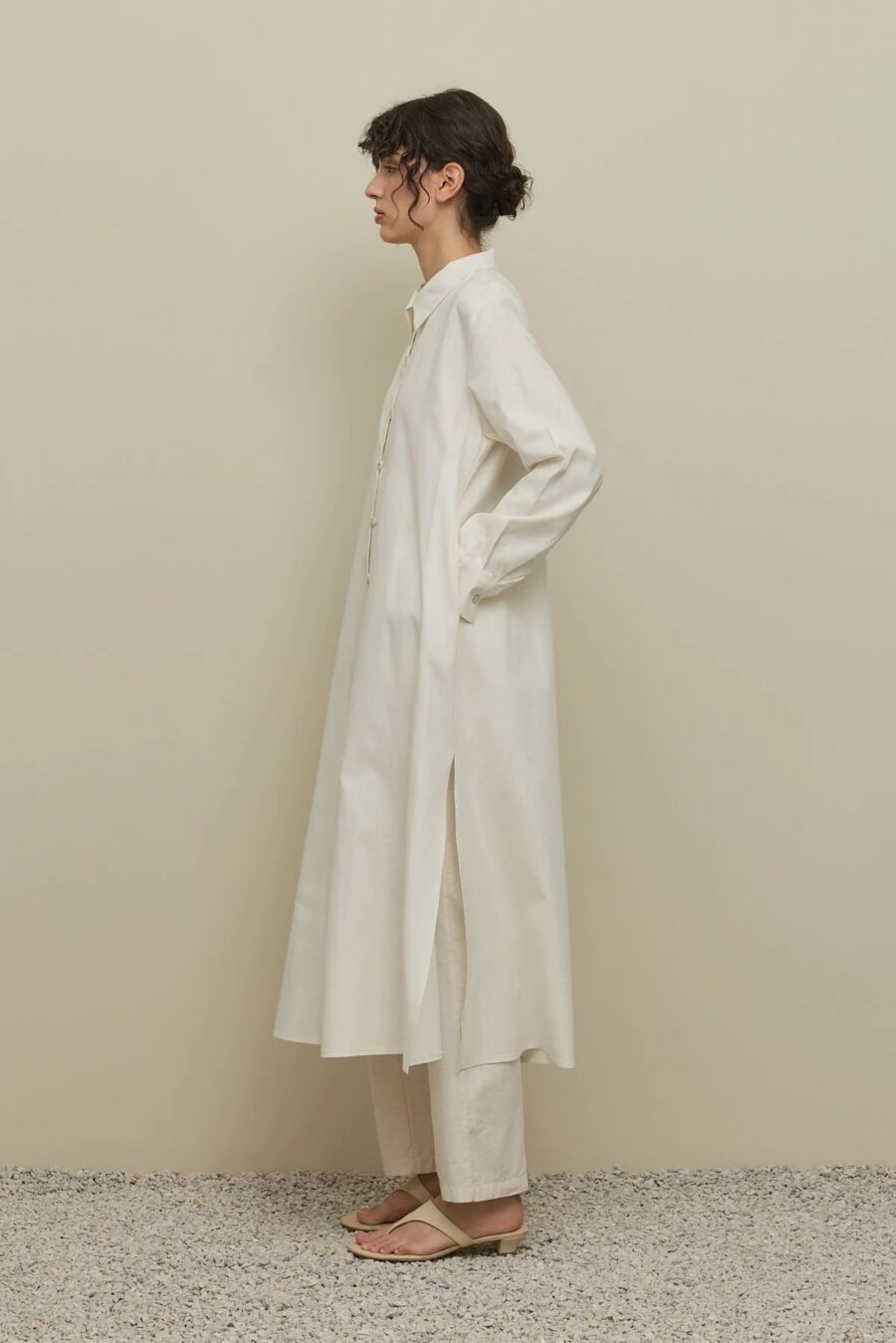 Britli linen maxi shirt white