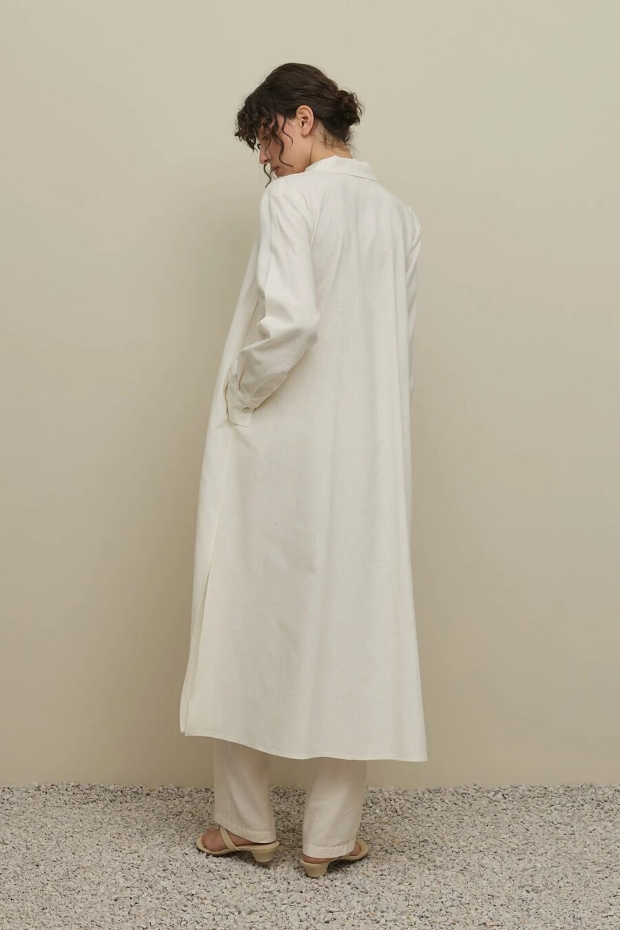 Britli linen maxi shirt white