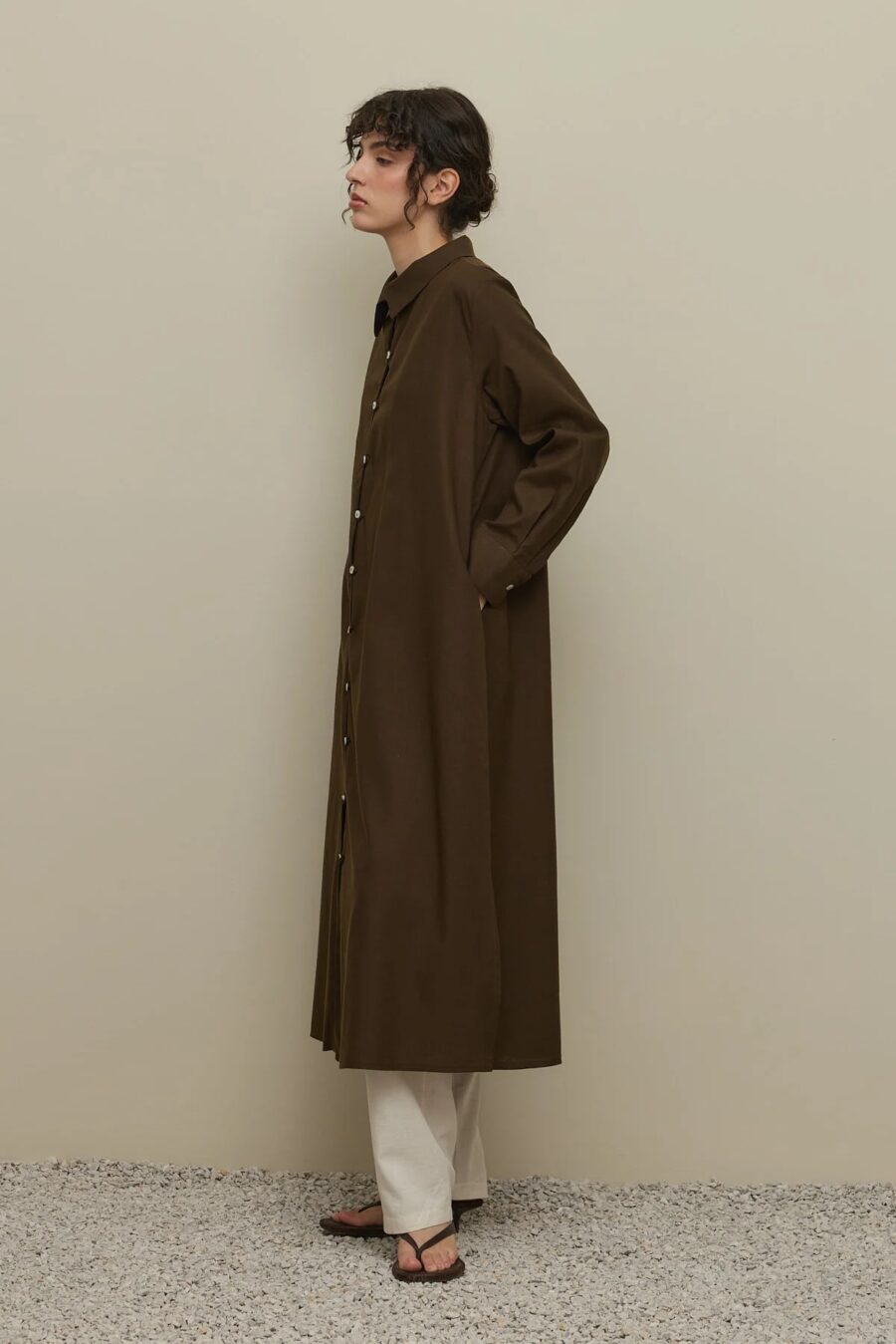 Britli linen maxi shirt brown