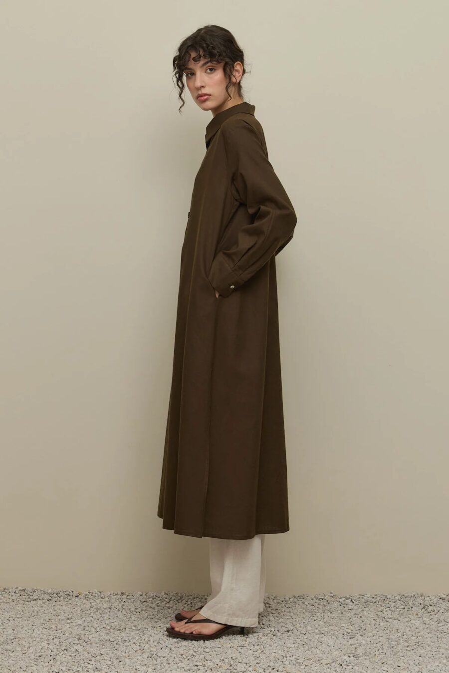 Britli linen maxi shirt brown