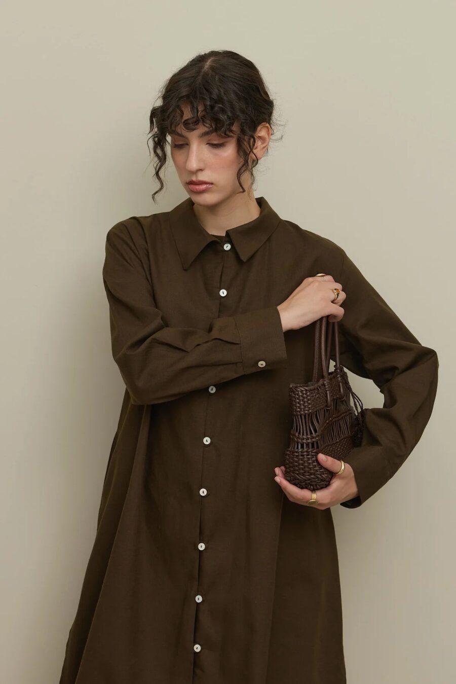 Britli linen maxi shirt brown