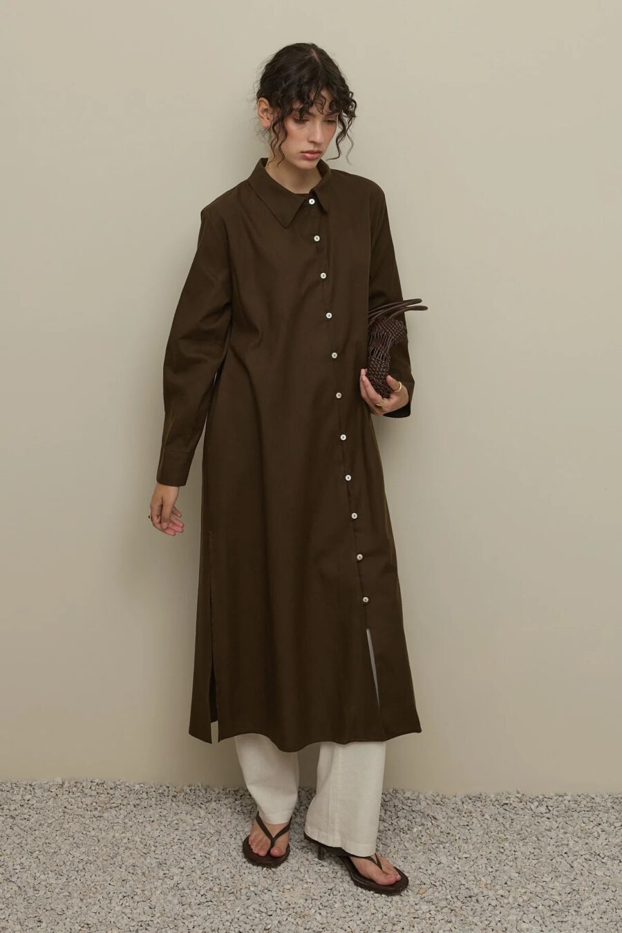 Britli linen maxi shirt brown