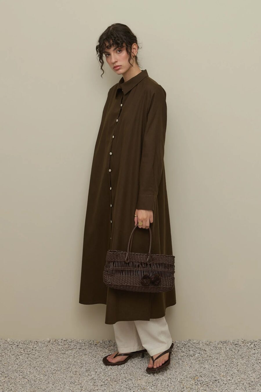 Britli linen maxi shirt brown