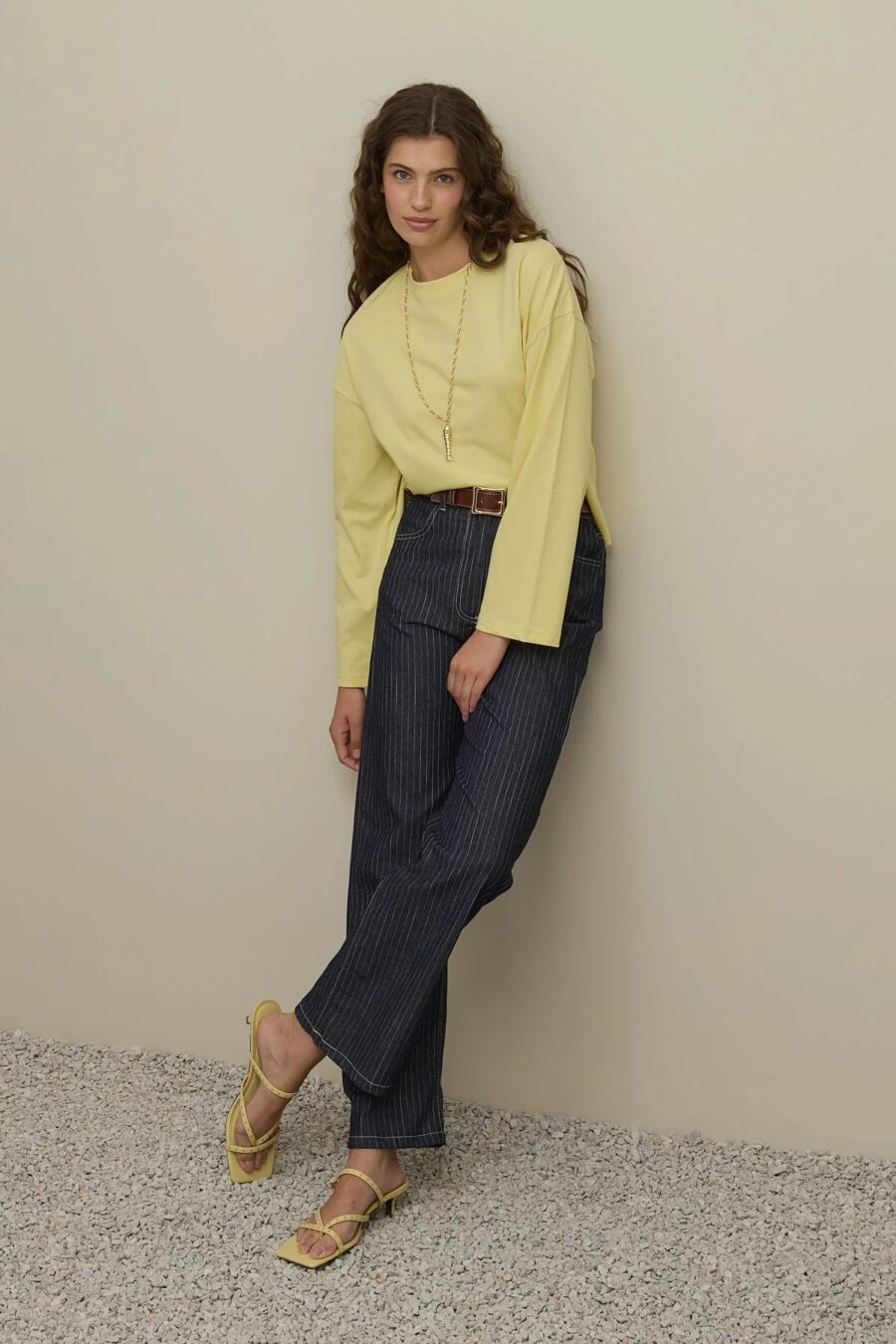 navy-blue-striped-denim-trousers-women-kanstore Navy Blue Striped Jeans for Women