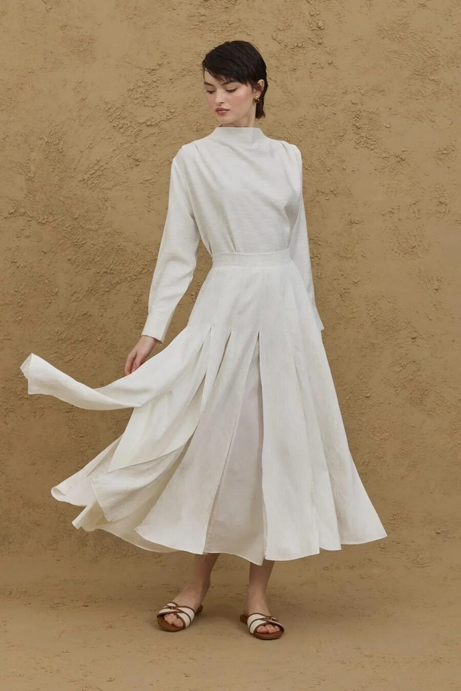 Flounce collar suit natural