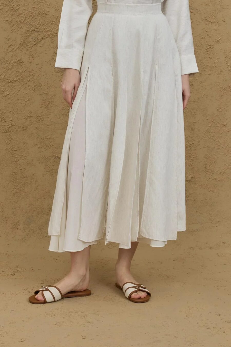 Flounce collar suit natural