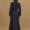 Wide belted dress navy blue