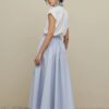 Thick pleated wide skirt light blue