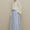 Thick pleated wide skirt light blue