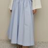 Thick pleated wide skirt light blue
