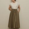 Thick pleated wide skirt mink