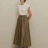 Thick pleated wide skirt mink