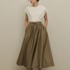 Thick pleated wide skirt mink