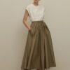 Thick pleated wide skirt mink