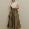 Thick pleated wide skirt mink