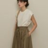 Thick pleated wide skirt mink