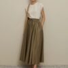 Thick pleated wide skirt mink
