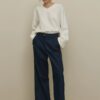 Navy blue straight trousers