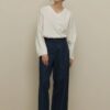 Navy blue straight trousers