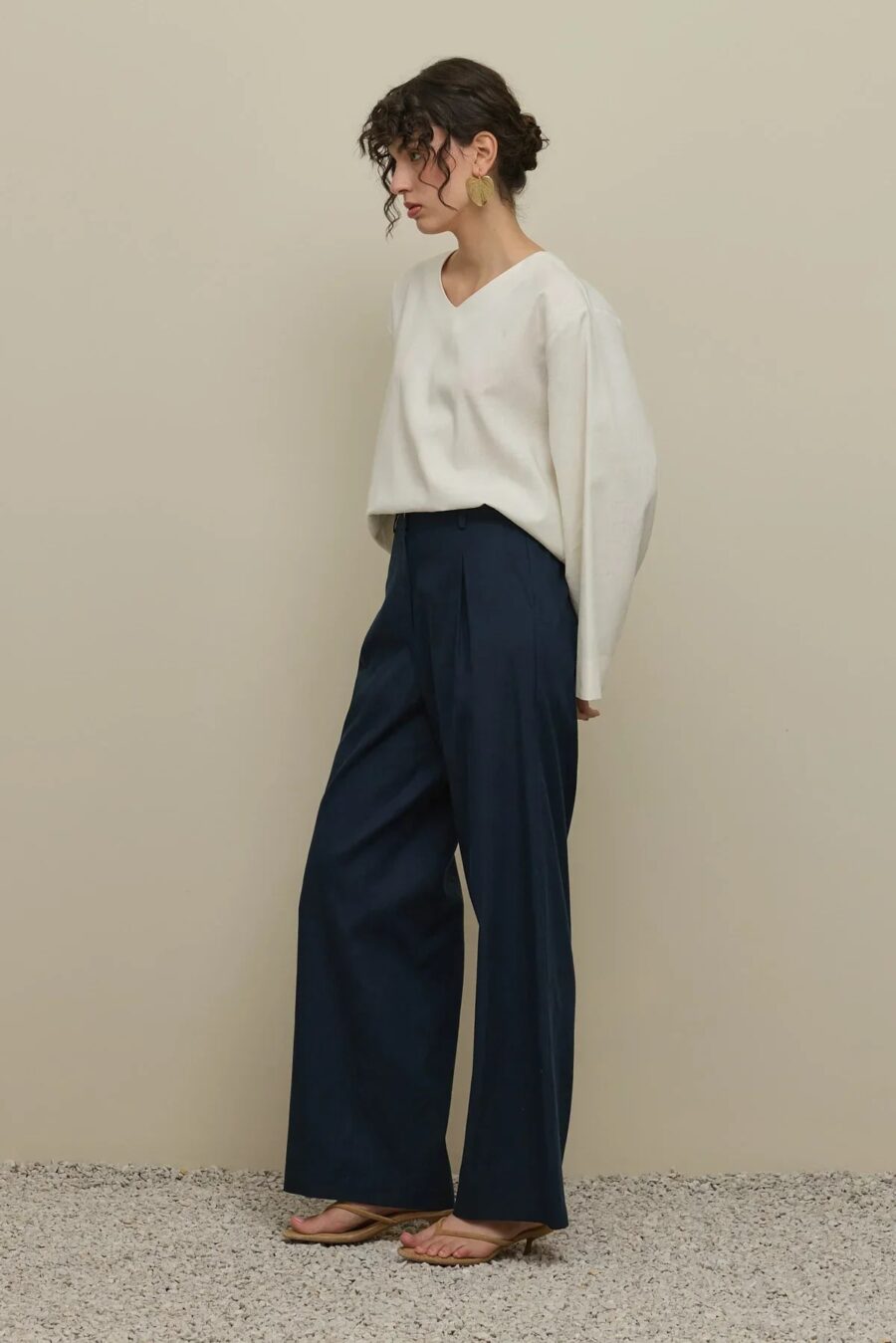 Navy blue straight trousers