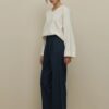 Navy blue straight trousers