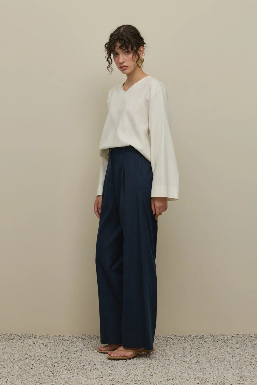 Navy blue straight trousers