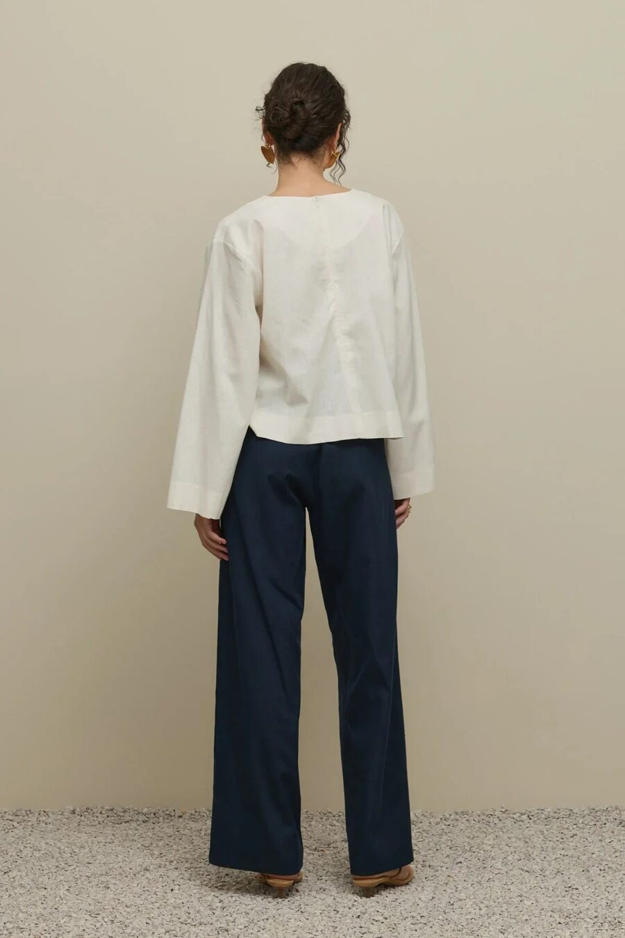 Navy blue straight trousers