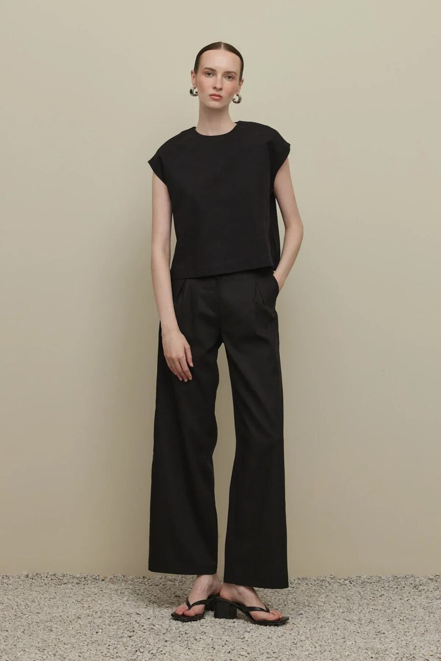 Black straight trousers