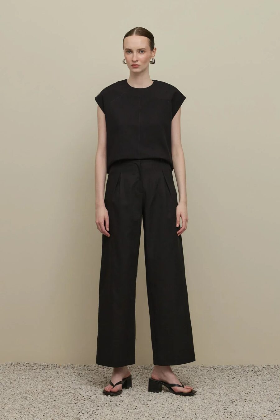 Black straight trousers