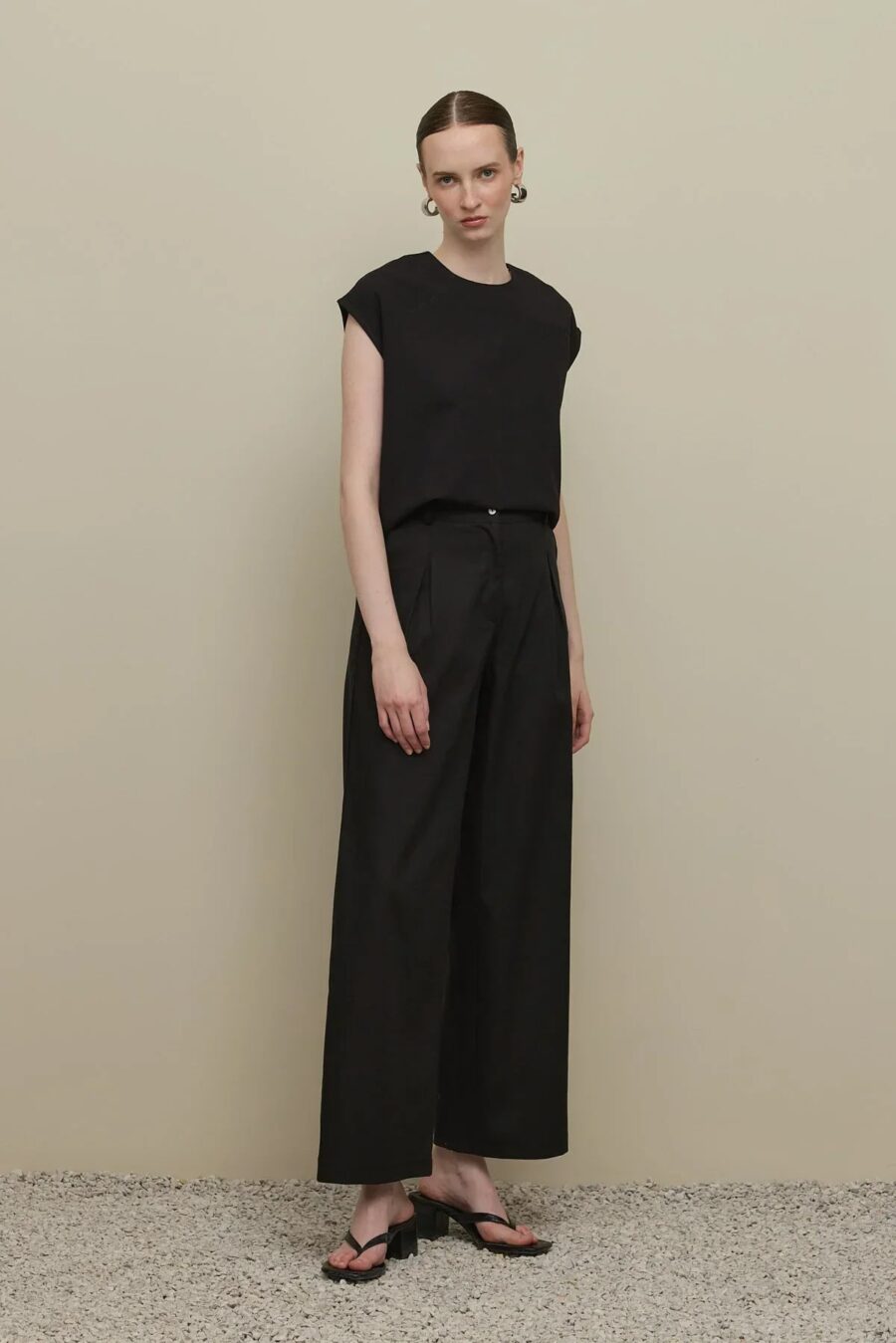 Black straight trousers