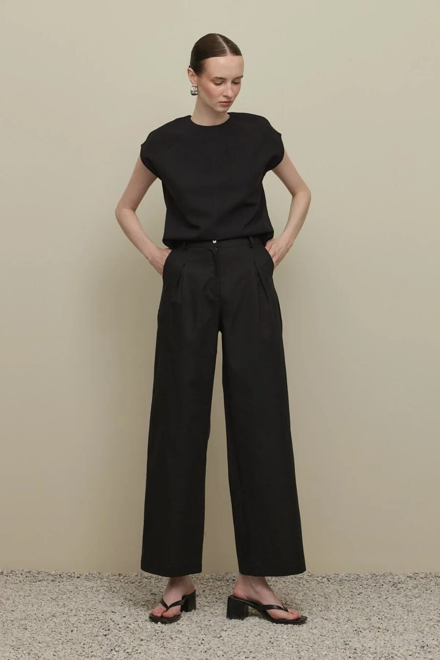 Black straight trousers