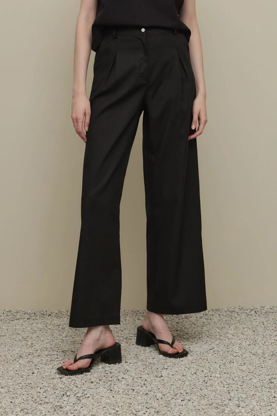 Black straight trousers