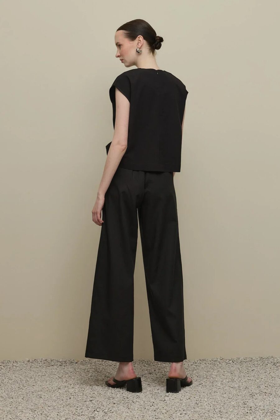 Black straight trousers