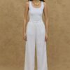 Linen palazzo pants white