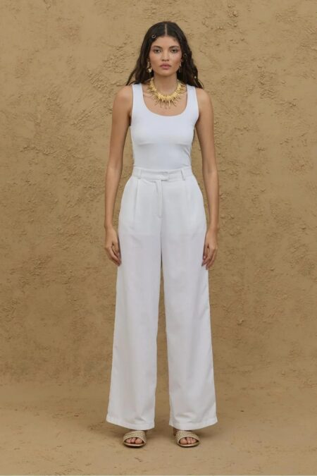 Linen palazzo pants white