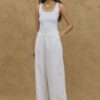 Linen palazzo pants white