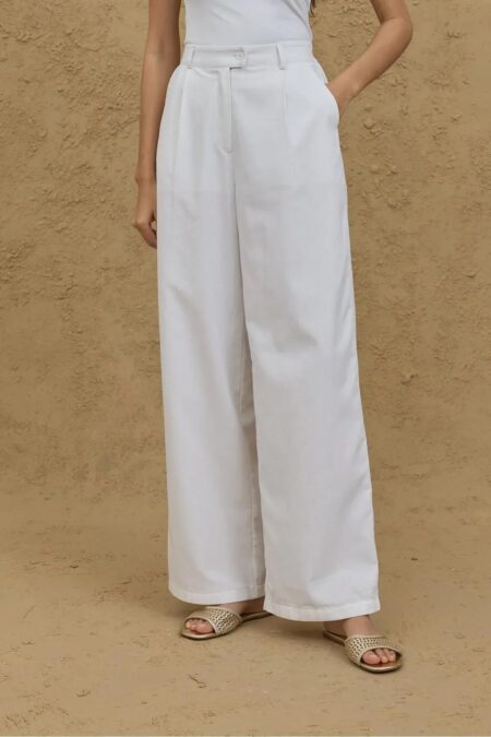 White palazzo trousers
