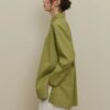 Lyocell linen thick-cuffed shirt green